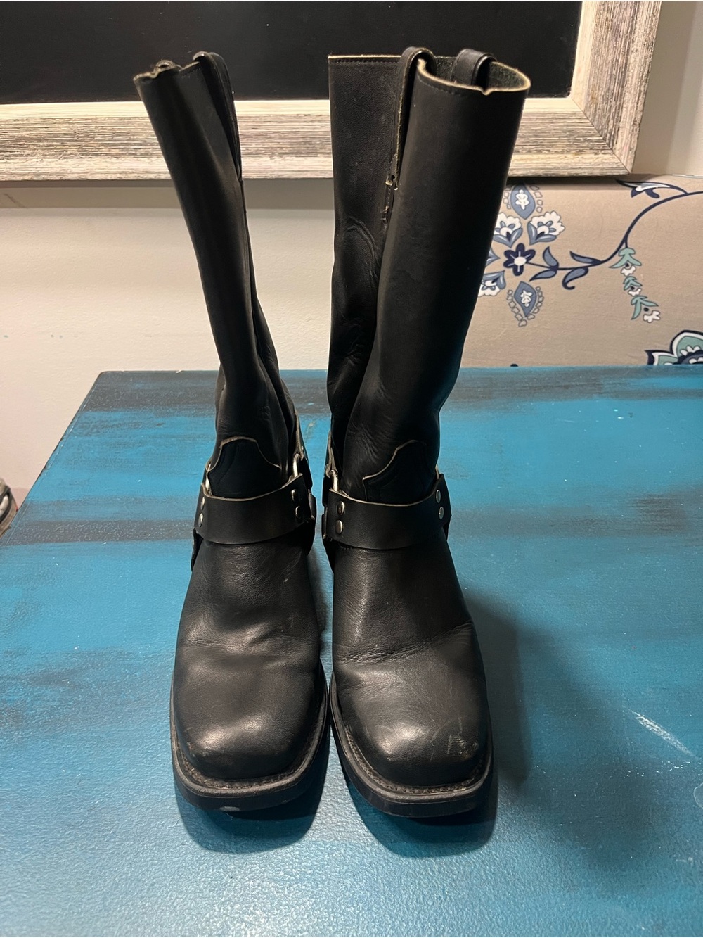 Boulet Women's Black Leather Harness Moto Boots